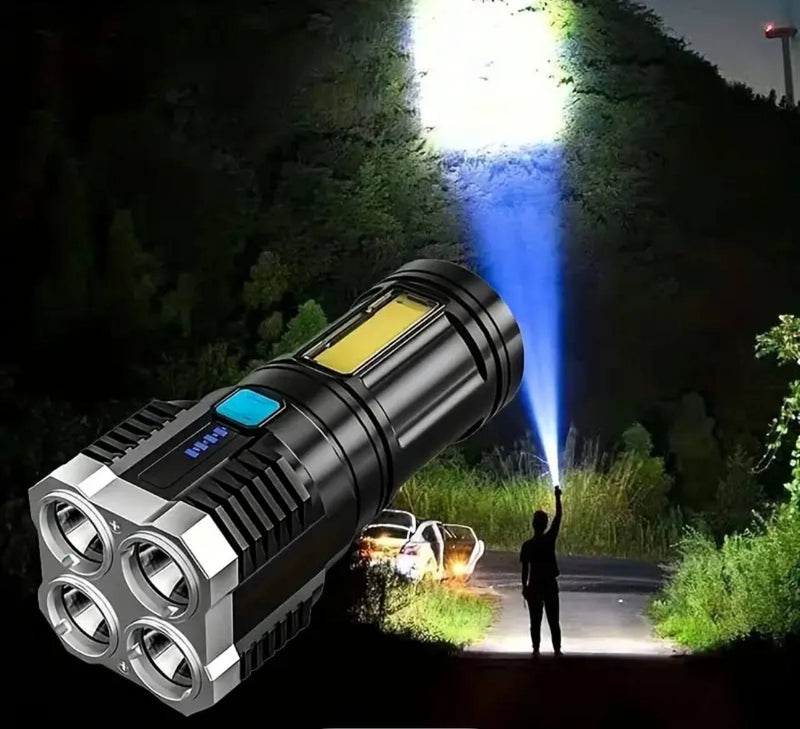 Lanterna Tática LED 4X -Super Potente, Recarregável e à Prova d´Água