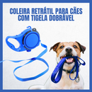 Trela retrátil para cães com taça dobrável