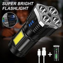 Lanterna Tática LED 4X -Super Potente, Recarregável e à Prova d´Água