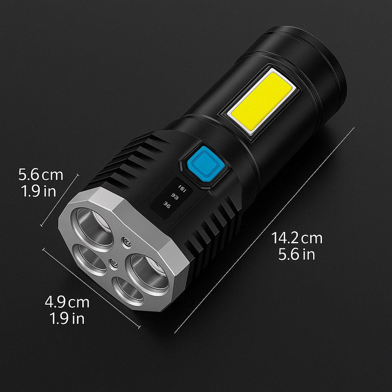 Lanterna Tática LED 4X -Super Potente, Recarregável e à Prova d´Água
